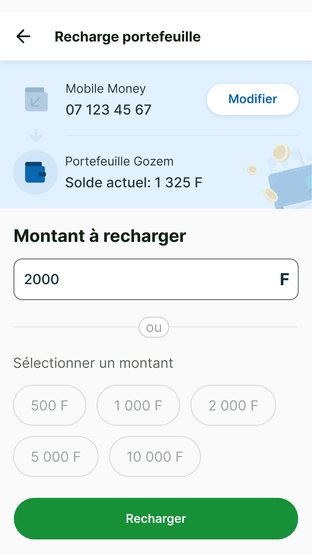 Rechargez votre portefeuille et payez sans espèces